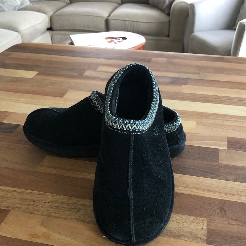 UGG Black Suede Slip-On Women's Clogs with Trim